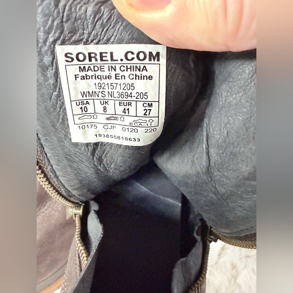 Sorel Blake Waterproof Leather Ankle Booties Blackened Brown Size 10 EUC - Picture 6 of 8
